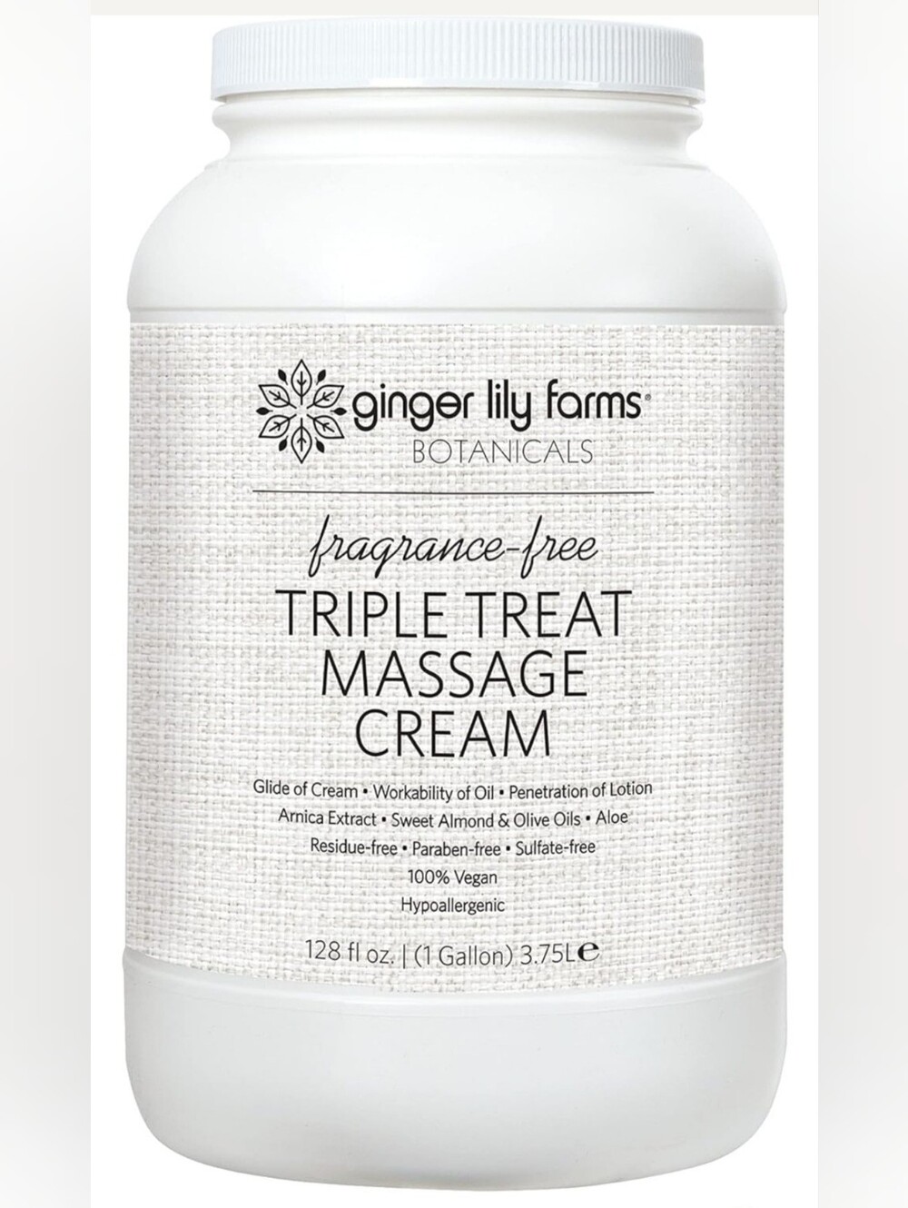 Ginger Lily Farms Fragrance-Free Triple Treat Massage Cream
